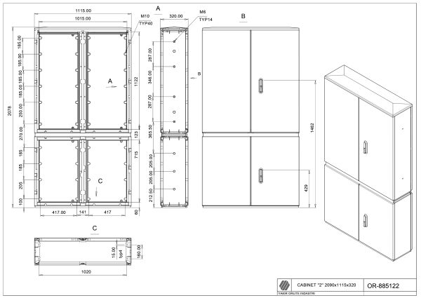 OR-885122 Cab. 2/850+1250 (2090*1115*320)