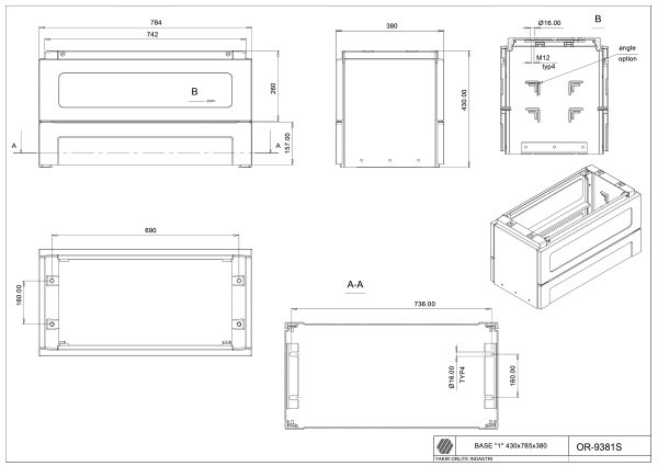 OR-9381S Base “1”/380/430 (430*785*380)