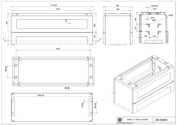 OR-9382S Base “2”/380/430 (430*1115*380)